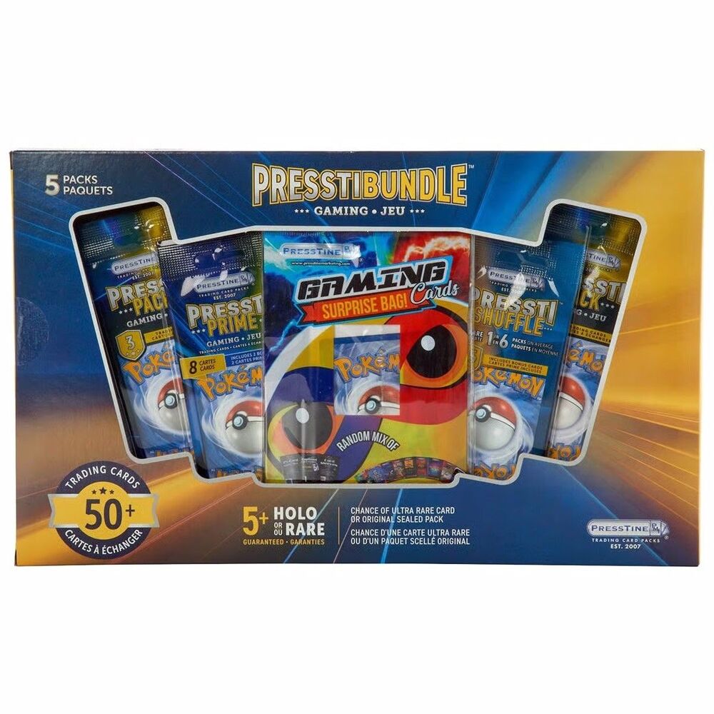 Presstine Pokémon Card Bundle 5 Packs 50+ Cards 5+ Holo or Rare Sealed Box New